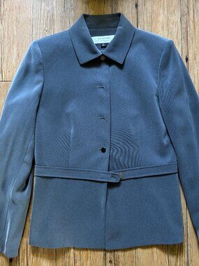 Tahari Arthur S. Levine Gray Belted Minimalist Jacket Blazer Women’s Size 8